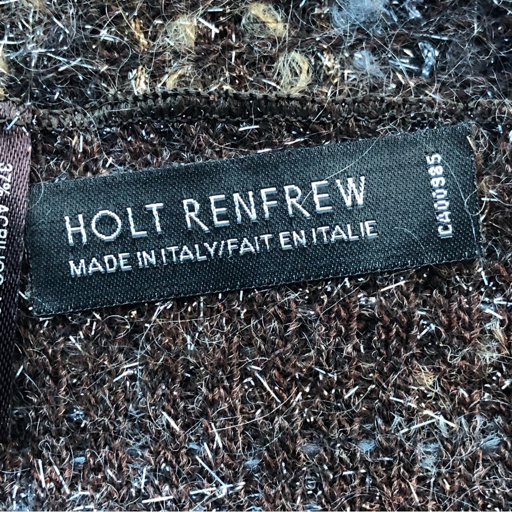 Holt Renfrew Made in Italy Brown Metallic Winter Scarf - Picture 6 of 9